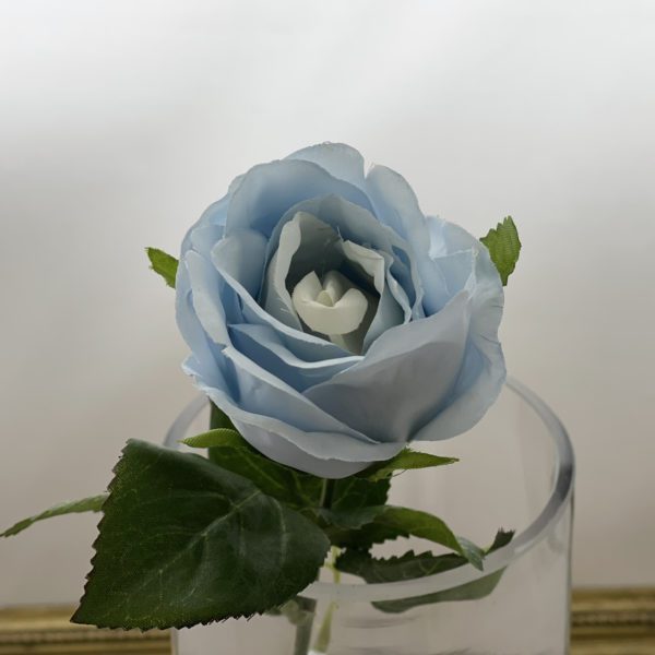 Single Artificial Skye Blue Rose Bud