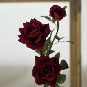 Diana Rose Spray x 2 Heads / Bud Red artificial flowers wedding
