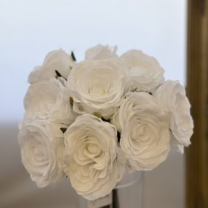 Artificial Large Rose (Bundle 9) with Ribbon White
