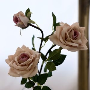 Diana Rose Spray x 2 Heads / Bud PEACH Blush silk artificial flowers wedding bouquet