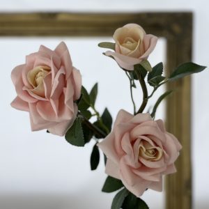 Diana Rose Spray x 2 Heads / Bud Pink Champagne silk artificial flowers wedding