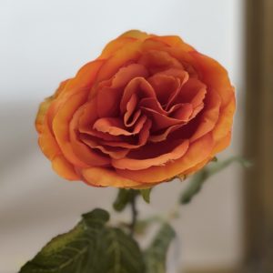 Orange Artificial Harvest Single Open Rose