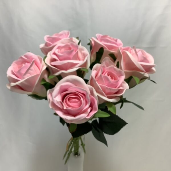Artificial Velvet Open Rose (Bundle 7) Pink