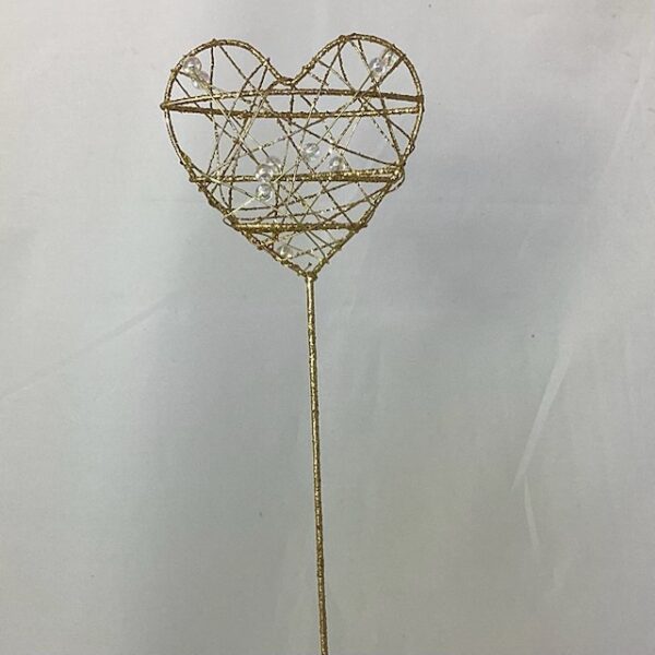 7cm Glittered Small HEART Wand GOLD