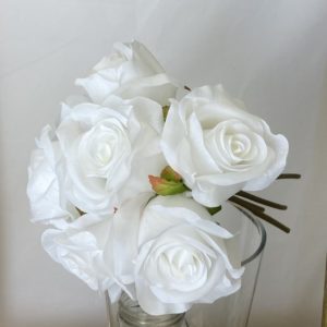 Bella Open Rose (Bundle) White silk artificial wedding bouquet