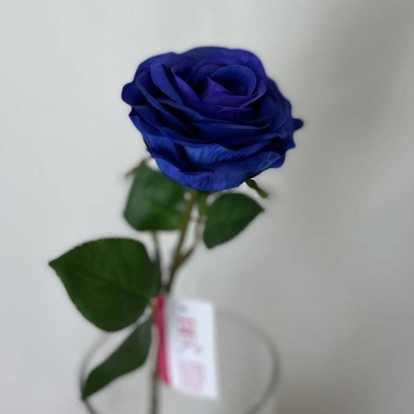 Dark Blue Elisa Artificial Single Open Rose