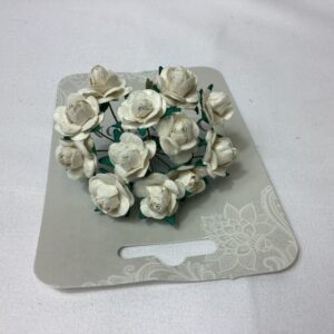14mm Mini Open Paper Roses (Bunch 12) White/Ivory