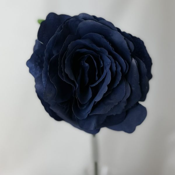 Artificial Single Tudor Rose (Short Stem) Midnight Blue