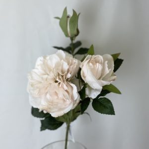 Double Hillary Peony Spray with Bud Cream silk artificial wedding flowers tradition bride bouquet
