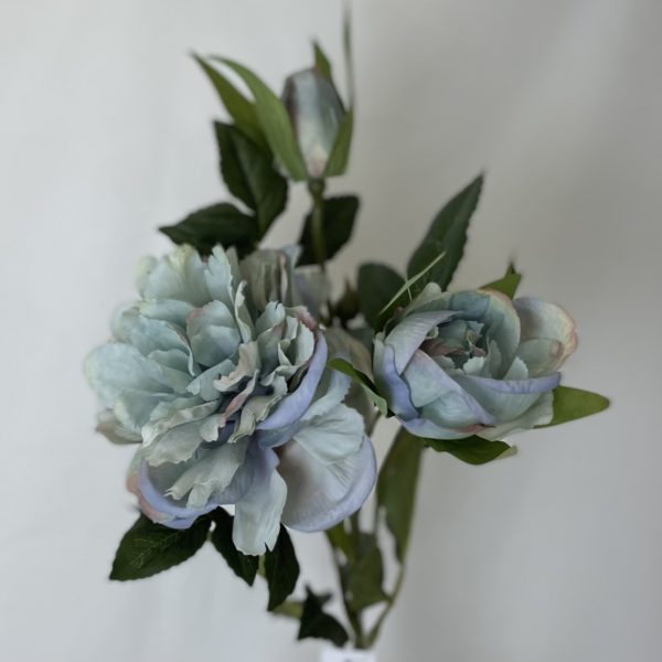 Double Hillary Peony Spray with Bud Blue silk traditional wedding bouquet artificial