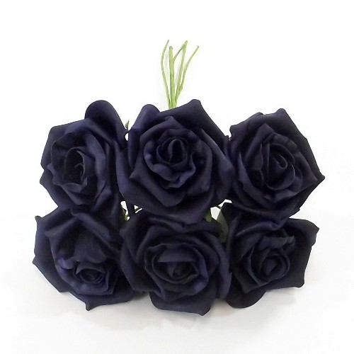 Bunch of 6 Colourfast Artificial Wedding Party Flowers Stem 6CM FOAM ROSES 