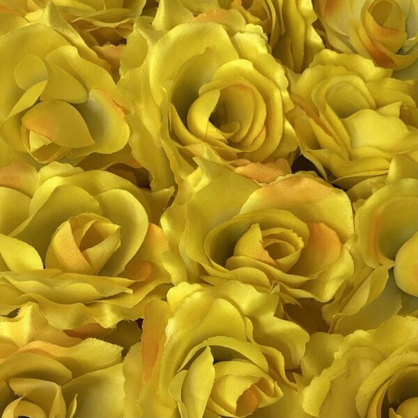 Artificial 11cm Rose Heads (Pack 12) Yellow