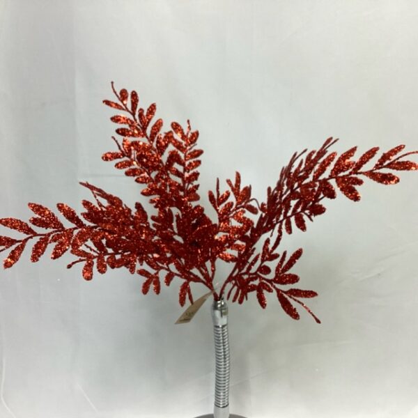 Glittered Frosted Berberis Leaf Spray (Bundle) Red