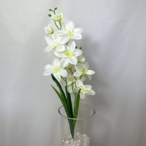 Artificial Satin Orchid Spray Ivory/Cream