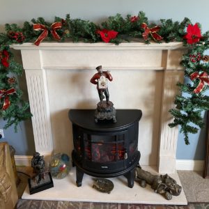 Large Christmas Spruce Garland (2.7m) Red Poinsettias and Bows