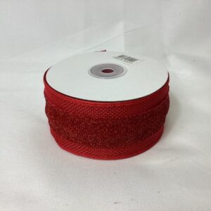 50mm Hessian/Fabric Woven Edge Ribbon 10yards Red