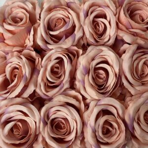 Artificial Large Rose Heads (Pack 12) Peach