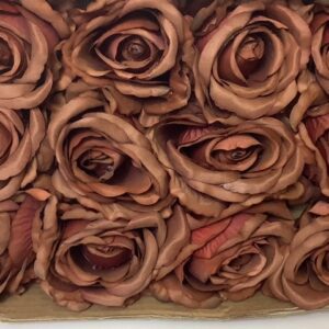 Artificial Large Rose Heads (Pack 12) Brown