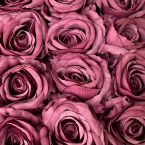 Artificial Large Rose Heads (Pack 12) Mauve