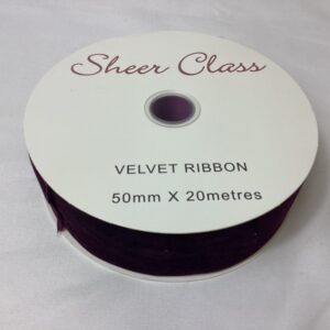 50mm (2 inch) VELVET Sewn Edge Ribbon 20m Burgundy