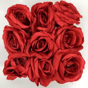 BULK Artificial Large Rose Heads (Pack 12) Red