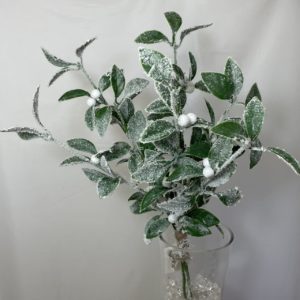 Artificial Large Hanging Snow Mistletoe (Bundle 3) with Rope Green/White