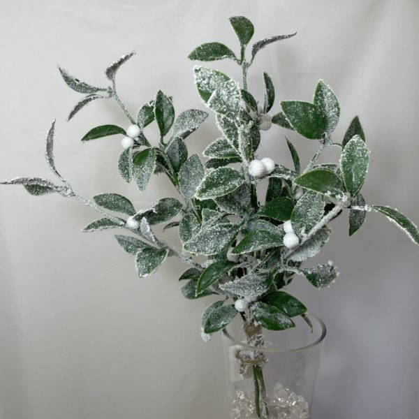 Artificial Large Hanging Snow Mistletoe (Bundle 3) with Rope Green/White