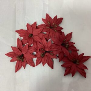 Pack 6 Craft 4cm Paper Poinsettia Heads (Carded) Red