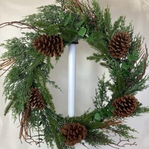 60cm (24 inch) Artificial Christmas Pine Wreath with PineCones Natural