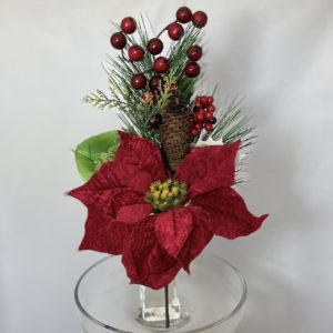 Large Poinsettia/Spruce and Berry Pick/Spray Red