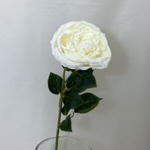 Ivory Artificial Single Open Cabbage Rose
