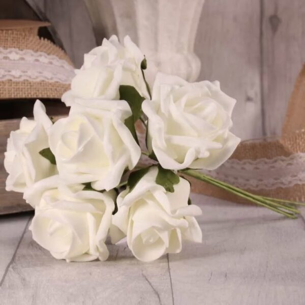 White/ivory colourfast 5cm Fiam Rose Bunch