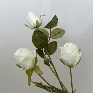 Artificial Paula Dry Touch Double Cabbage Rose Spray w/Bud Ivory