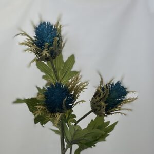 Teal Artificial Plastic Dry Look Amore Teasel/Wild Sea Holly Spray x 3