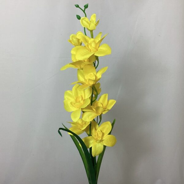 Artificial Satin Orchid Spray Yellow