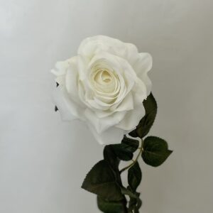 Artificial Large Luna Single Open Rose White/Ivory