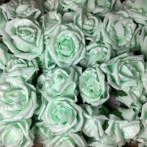 COLOURFAST 5cm Quality Foam Rose (Bunch 6) Light Mint