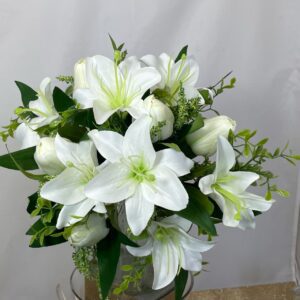 Artificial Mixed Tiger Lily / Tulip Bouquet Ivory