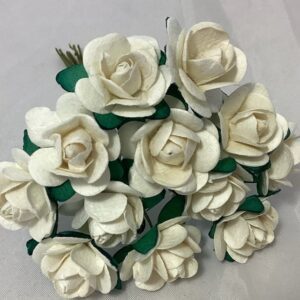 Craft 26mm Paper Tea Roses (Bunch 12) White