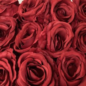 Artificial Large Rose Heads (Pack 12) Red
