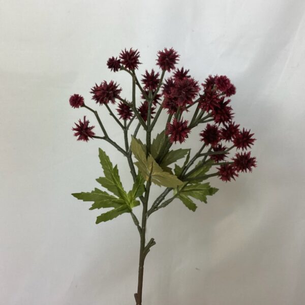 Burgundy Artificial Plastic Dry Look Amore Sanicula Thistle Spray
