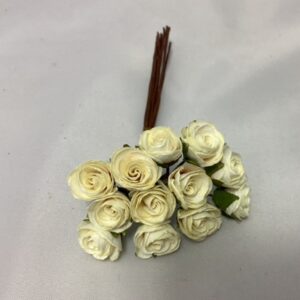 Craft 12mm Mini Paper Roses (Bunch 12) Cream