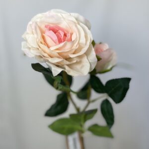 Artificial Lorna Open Rose with Bud Salmon