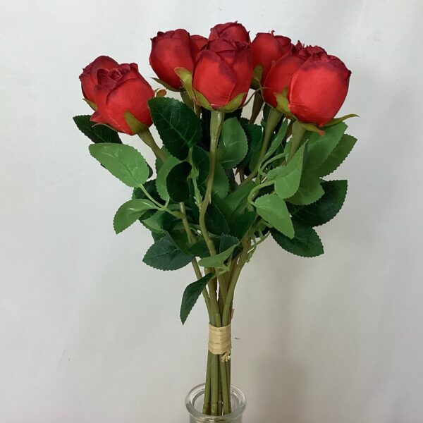 Red Artificial Tall Single Rose Bud (Bundle 12)
