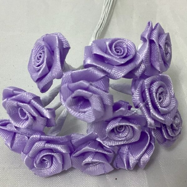 Craft 15mm Ribbon Rose (Bunch 12) Lilac