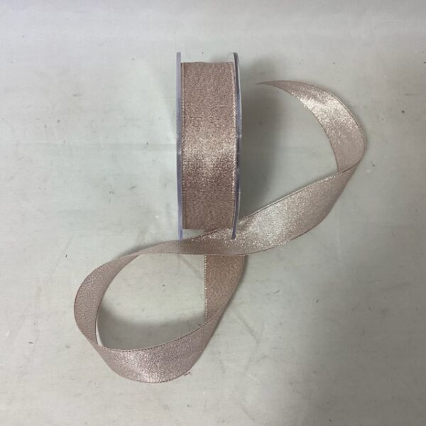 25mm Metallic Shimmer Woven Edge Ribbon 20m ROSEGOLD