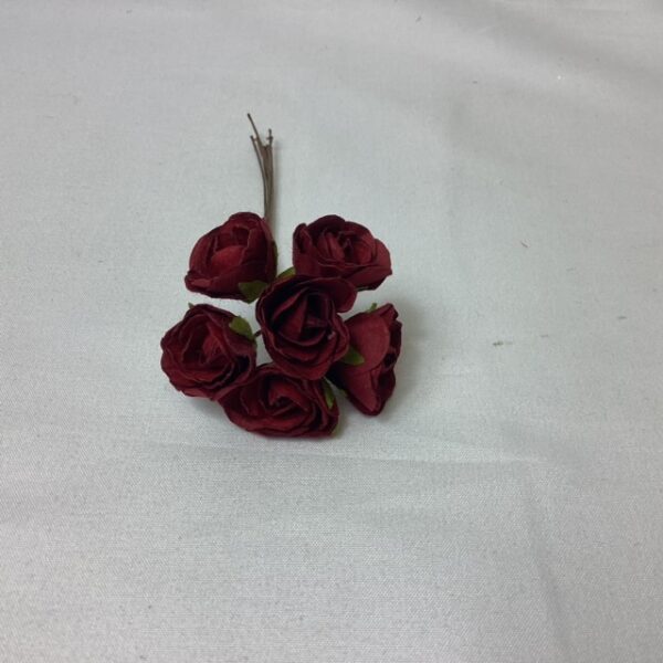 14mm Wild Paper Roses (Bunch 6) Burgundy