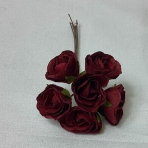14mm Wild Paper Roses (Bunch 6) Burgundy