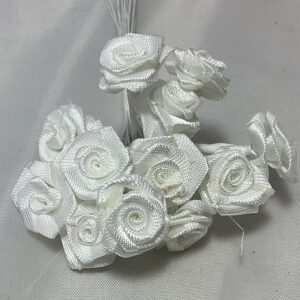Craft 15mm Ribbon Rose (Bunch 12) White