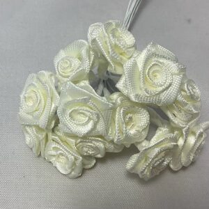 Craft 15mm Ribbon Rose (Bunch 12) Ivory